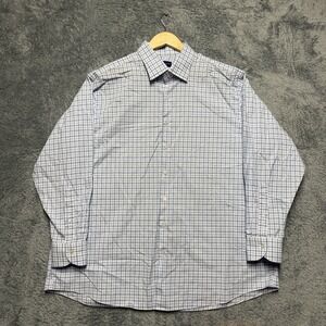 Proper Cloth Shirt Mens 3XL Blue Check Long Sleeve Button Up 100% Cotton